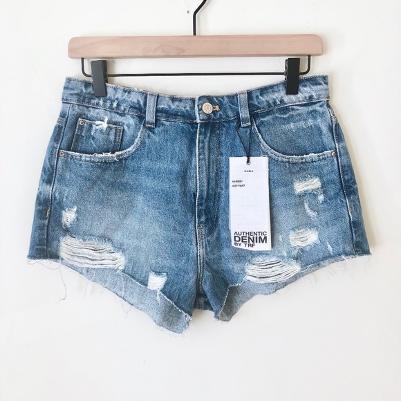 Nwt Zara Hi Rise Hot Pant Shorts 